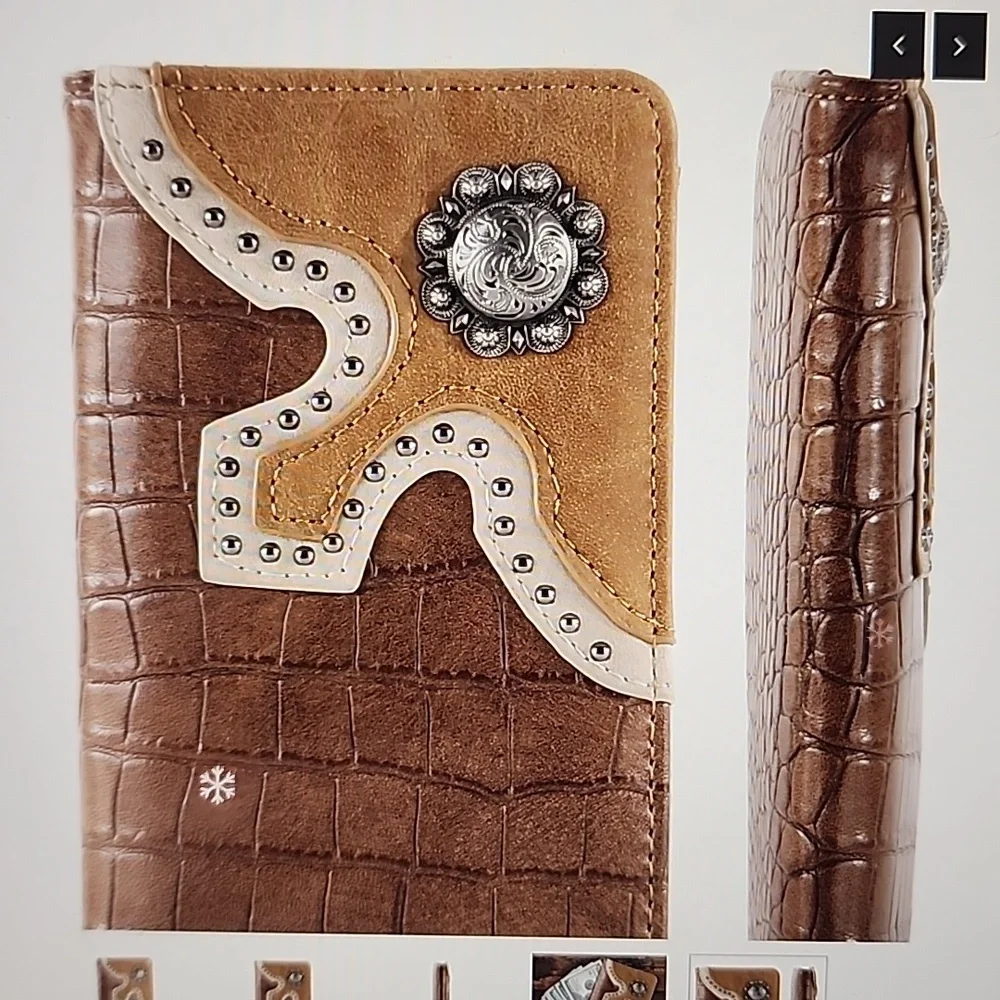 Croc 🐊 Print Montana West Long PU Leather Bifold Wallet